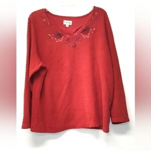 Studio Works burnt orange V neck long sleeves tee Size: 2X